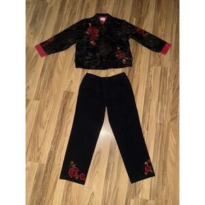 Tantrums Collection Women's Large Outfit Jacket‎ Pants Embroidered Floral